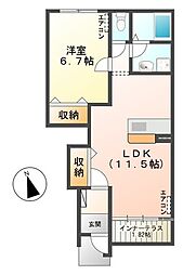 リッチ・フォンテーヌ 1階1LDKの間取り