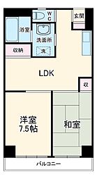 頼長レジデンス 6階2LDKの間取り