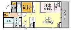 Ｃｒａｄｌｅ 2階1LDKの間取り