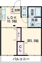 オルテパル 1階1LDKの間取り