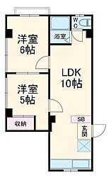 サンフラット亥鼻 3階2LDKの間取り