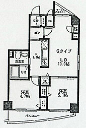 ラスカシエロ下北沢 6階2LDKの間取り