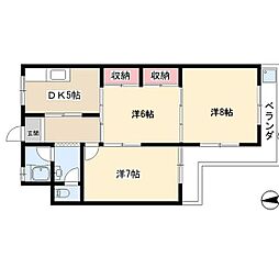 日ノ宮コーポラス 4階3DKの間取り