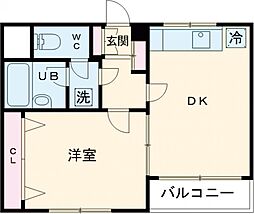プラムコート沼袋 302 3階1DKの間取り