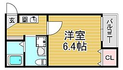 西鉄天神大牟田線 井尻駅 徒歩8分の賃貸アパート 1階1Kの間取り