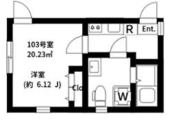 ＥＸＥＮＴＩＡ　ＲＯＫＵＣＨＯ 103 1階1Kの間取り