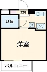 ウィンベルソロ南馬込第1 3階ワンルームの間取り
