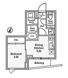 都営三田線 本蓮沼駅 徒歩4分の賃貸マンション 5階1DKの間取り