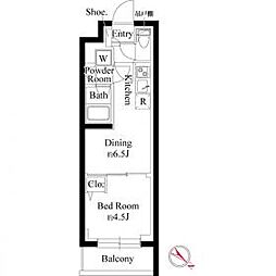 東京メトロ南北線 志茂駅 徒歩8分の賃貸マンション 2階1DKの間取り
