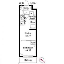 東京メトロ南北線 志茂駅 徒歩8分の賃貸マンション 2階1DKの間取り