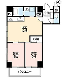 ヴェルデコート 3階2LDKの間取り