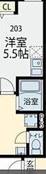 G-CREST 203 2階1Kの間取り