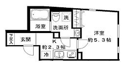 STRIPES東大井 2階1Kの間取り