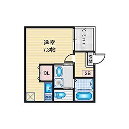 ハーモニーテラス高道町V 1階ワンルームの間取り