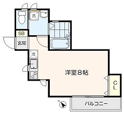 プランドール豊玉 2階ワンルームの間取り