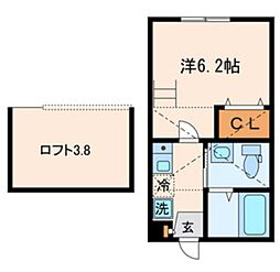 ケイ・アパルトメント山王 1階1Kの間取り