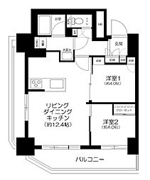 グローリオタワー巣鴨 18階2LDKの間取り