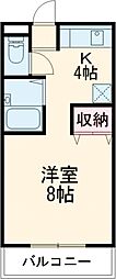 アネックス中和泉 2階ワンルームの間取り