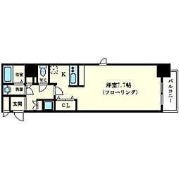 プレサンス京都四条堀川 10階ワンルームの間取り