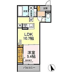 オーガスタハイツ 3階1LDKの間取り