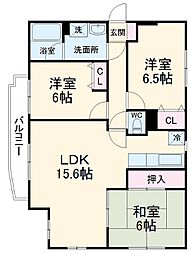 マートルコート習志野 2階3LDKの間取り
