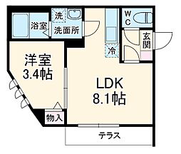 ＫｏｍｏｒｅｂｉＣｏｕｒｔ 101 1階1LDKの間取り