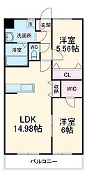 さいたま市南区大谷場1丁目アパート 2LDKの間取図画像