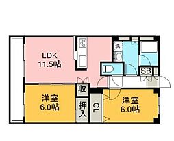 東京メトロ東西線 行徳駅 徒歩13分の賃貸マンション 3階2LDKの間取り