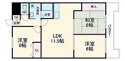 名古屋市営東山線 上社駅 徒歩10分の賃貸マンション 3階3LDKの間取り