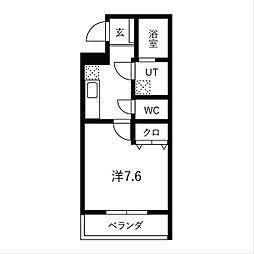 ヴィガラス大手町 201 2階1Kの間取り