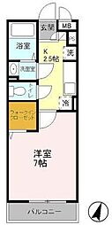 パピヨン八王子みなみ野 1Kの間取図画像