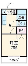 サンエイハイム 1Kの間取図画像