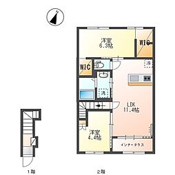 グランデ壱番館 2LDKの間取図画像