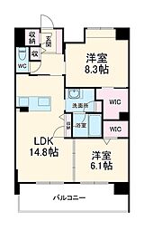 Roothill　10 605 6階2LDKの間取り