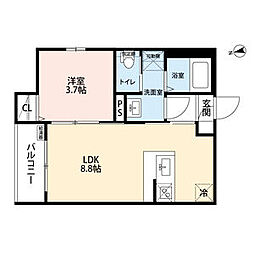 Maururu高畑 1LDKの間取図画像
