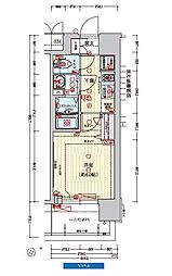 プレサンス大阪天満リバーシア 1Kの間取図画像