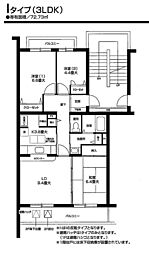 オクトス市ケ尾1号棟 3LDKの間取図画像