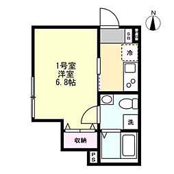 ベイルーム海老名ラフィネ 1Kの間取図画像