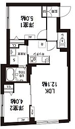 レピュア旗の台レジデンス 2LDKの間取図画像