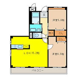 カーサ・タカバ2 2LDKの間取図画像