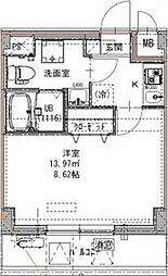 GENOVIA六町 1Kの間取図画像