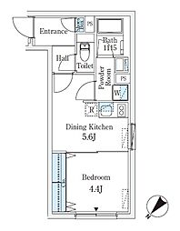 CREATIF学芸大学 1DKの間取図画像