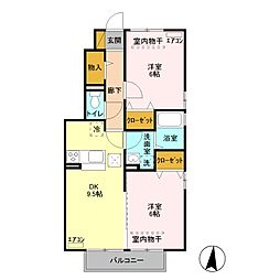 エスペランサ・鶴巻 2DKの間取図画像