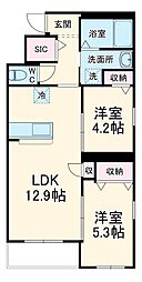 シャイン湘南 2LDKの間取図画像
