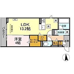 グラシオン 1LDKの間取図画像