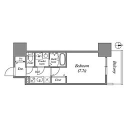 MELDIACRESTTAPPNAMBA-WEST 1Kの間取図画像