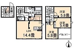 クレールムサシ 3LDKの間取図画像