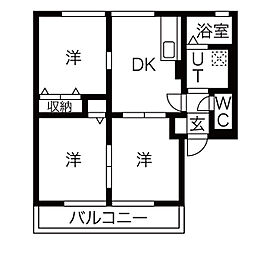 ハイツシンシア 3DKの間取図画像