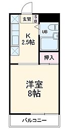 ビューハイツ兄山 1Kの間取図画像