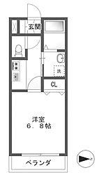 トレセリア椚田 1Kの間取図画像